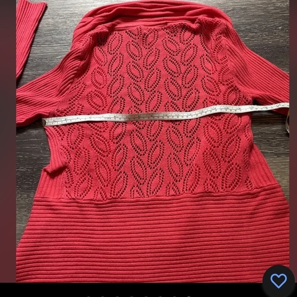 Coral Coloured Long Open Cardigan Open work Knitting - Picture 13 of 16